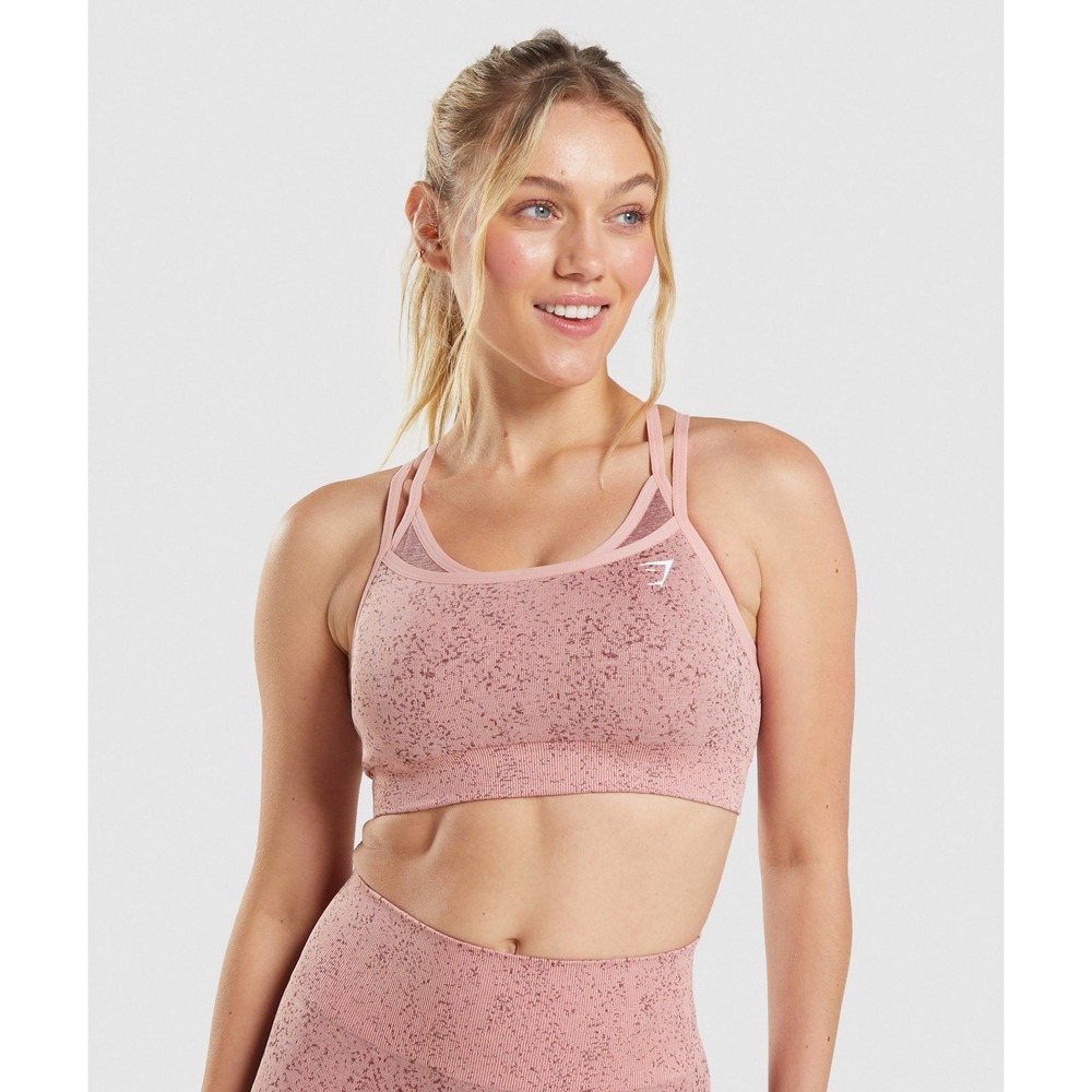 Gymshark Sports Bra Womens Small Adapt Fleck Seamless Mineral Paige Pink Active